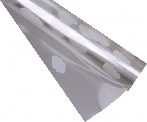 cadeaufolie wolken 100 x 200 cm transparant/wit