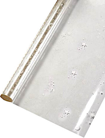 cadeaufolie sterren 100 x 200 cm transparant/wit