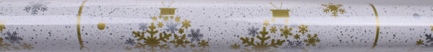 cadeaupapier sneeuwvlokken 70 x 200 cm wit/goud