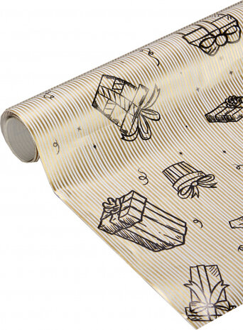 cadeaupapier verpakkingen 70 x 200 cm goud/wit