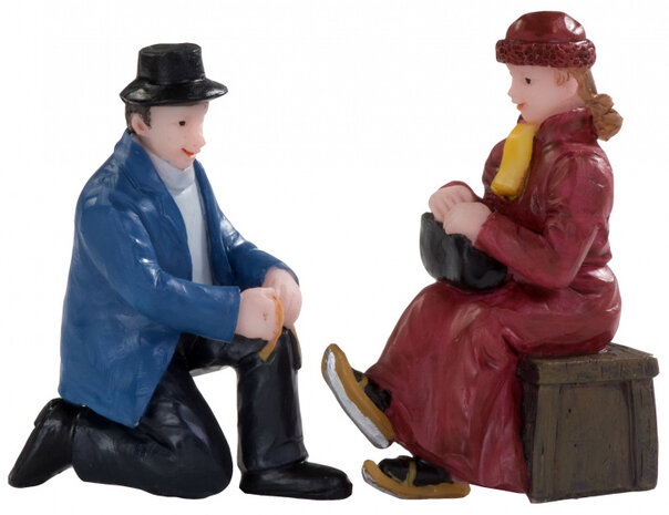 kerstfiguur schaatsen onderbinden 5 cm blauw/rood
