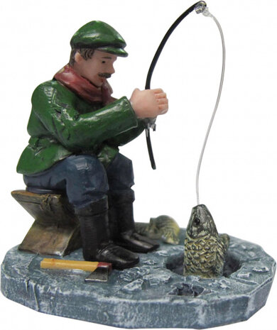 kerstfiguur ijsvissen 6 cm groen/blauw