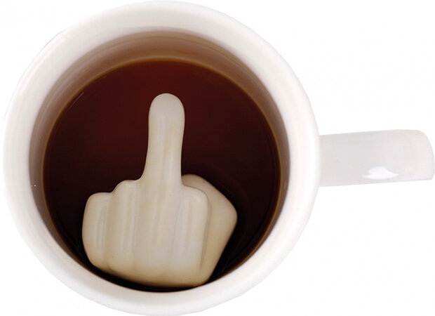 feestmok Middle Finger 300 ml keramiek wit