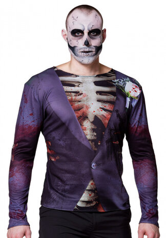 shirt skelet heren polyester paars maat M/L