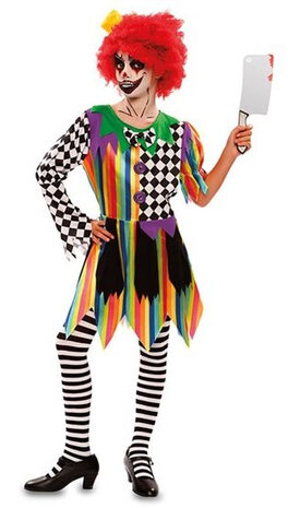verkleedjurk clown junior polyester 3-delig mt 5-6