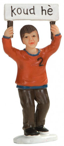 supporter Koud h&egrave; 7 x 3 cm polyresin oranje/bruin
