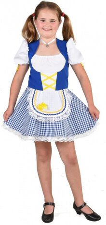 verkleedjurk Tirools meisjes polyester wit/blauw mt 116