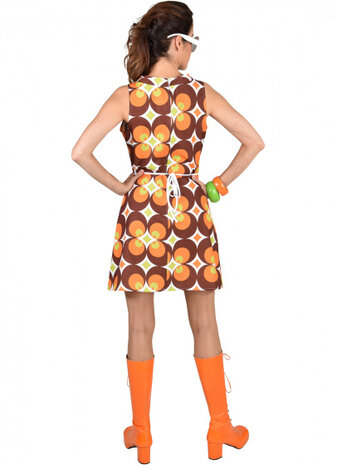 verkleedjurk 70&#039;s Cirkel dames polyester bruin mt L