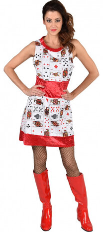 verkleedjurk kaartspel dames polyester rood mt XL