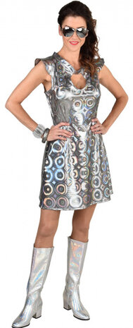 verkleedjurk Hologram dames polyester zilver mt XXL