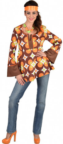 verkleedblouse Circle dames polyester bruin/oranje mt XS/S