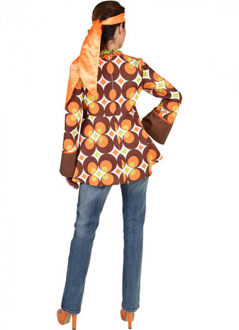 verkleedblouse Circle dames polyester bruin/oranje mt XS/S