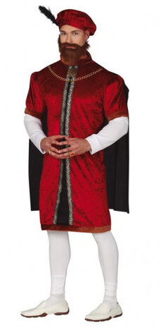verkleedpak Renaissance heren rood maat 52/54