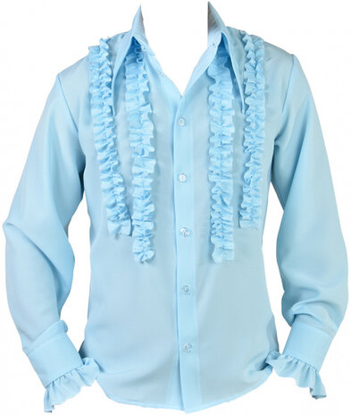 rouches blouse polyester lichtblauw maat S