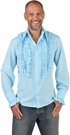 rouches blouse polyester lichtblauw maat S