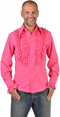 rouches blouse polyester roze maat XXL