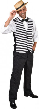 gilet strepen heren polyester zwart/wit maat XS/S