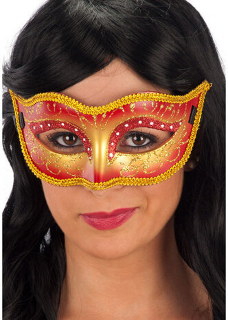 verkleedmasker rood/goud one-size
