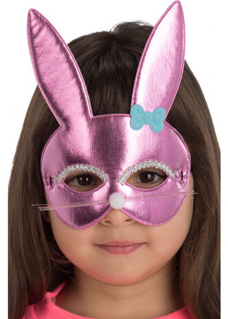 verkleedmasker konijn junior roze one-size
