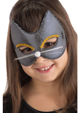 verkleedmasker kitten junior zwart one-size