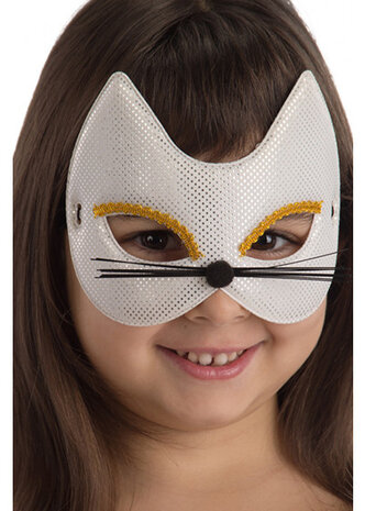 verkleedmasker kitten junior wit one-size