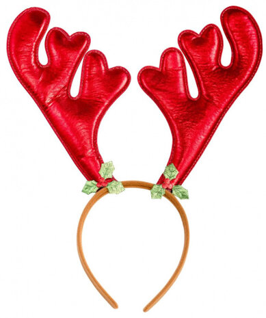 hoofdband rendier dames rood one-size