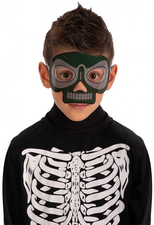masker skelet lichtgevend junior grijs one-size