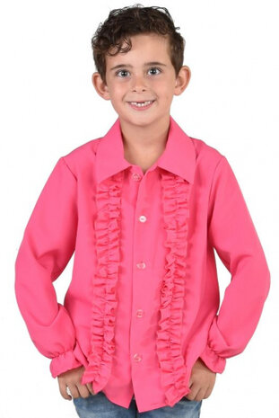 verkleedblouse Hippie jongens polyester roze mt 152/164