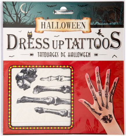 neptattoos Hand Bones 21 x 22 cm zwart 12-delig