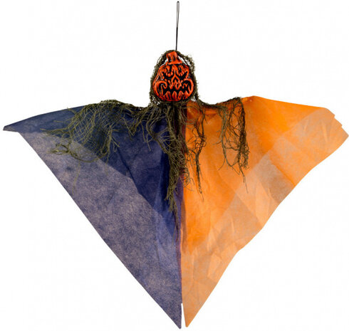 hangdecoratie pompoenmonster 36 cm textiel oranje