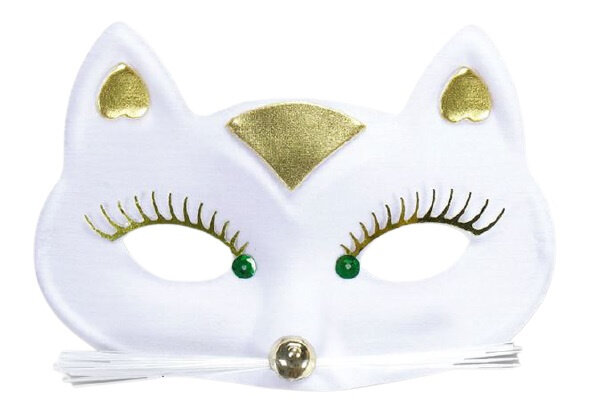 verkleedmasker Poes junior textiel wit one-size