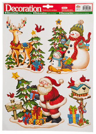 raamstickervel Kerstmis 30 x 40 cm 4-delig