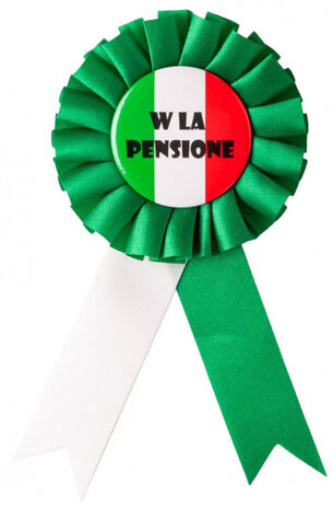 rozet &quot;Viva La Pensione&#039;&#039; groen/wit/rood (it)