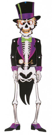 halloweenposter Skelet junior 85 cm zwart/wit