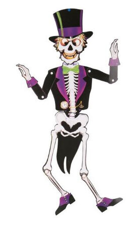 halloweenposter Skelet junior 85 cm zwart/wit