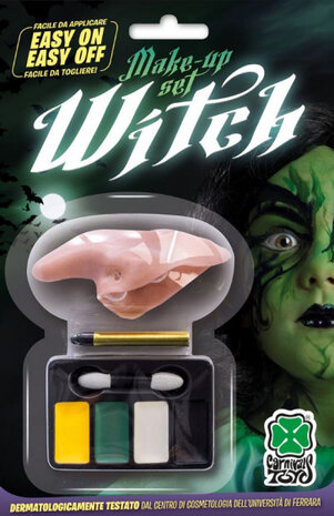 schminkset Heks geel/groen/wit 6-delig