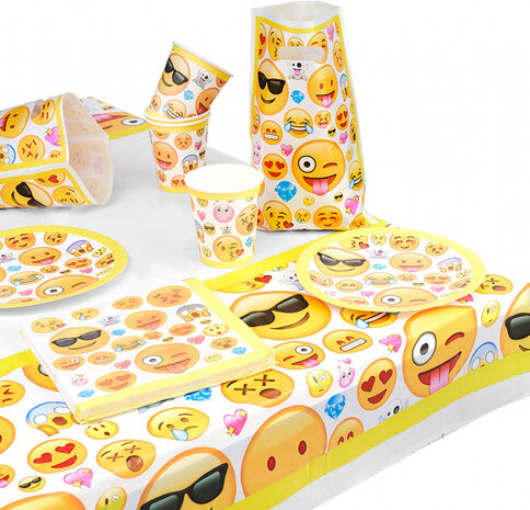 feestpakket Emoji karton/papier geel 76-delig