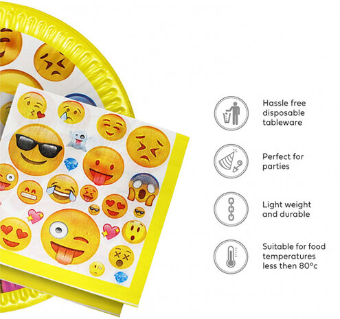 feestpakket Emoji karton/papier geel 76-delig