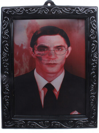horrorschilderij man met bril 22 x 29 cm zwart