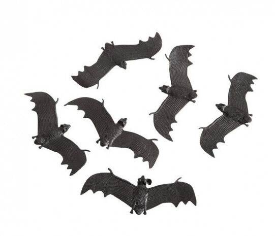 decoratievleermuis 13 cm zwart 6 stuks