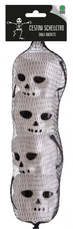 mandjes doodshoofd 6 cm wit/zwart 4 stuks