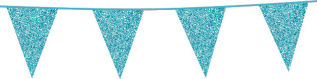 vlaggenlijn Bunting Glitter 6 meter papier blauw