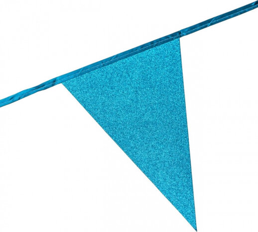 vlaggenlijn Bunting Glitter 6 meter papier blauw