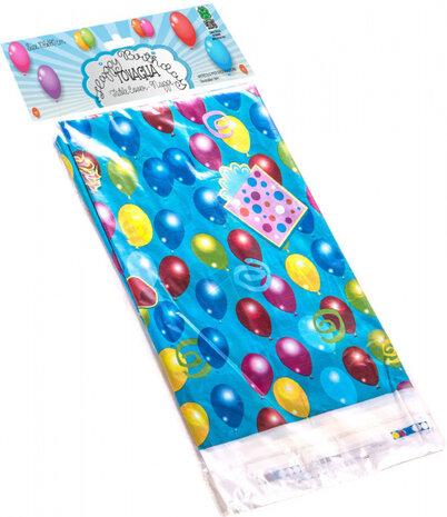 tafelkleed Happy Birthday 180 x 108 cm blauw