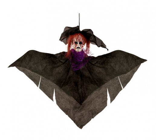 hangdecoratie horrorpop 36 cm zwart