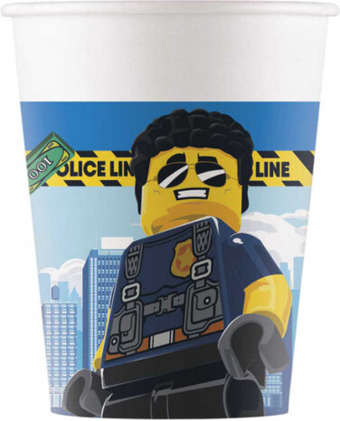 feestbekers Lego City 200 ml papier blauw/geel 8 stuks