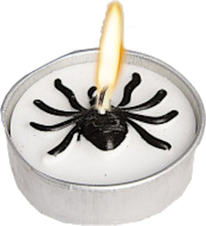 kaars Halloween spin 6 cm aluminium/wax wit