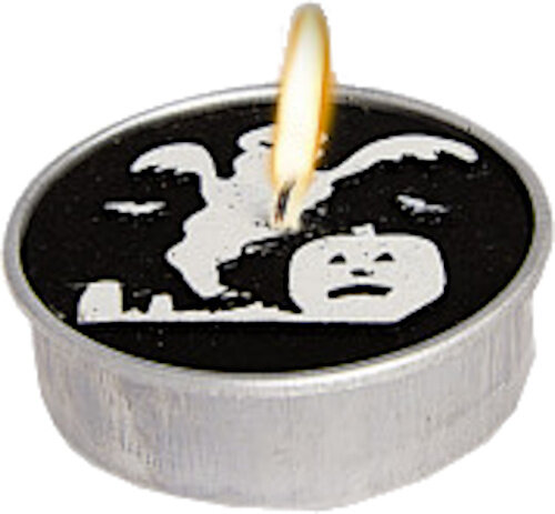 kaars Halloween spook 6 cm aluminium/wax zwart