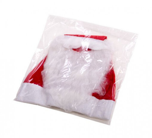 kerstmuts en baard polyester wit/rood 2-delig