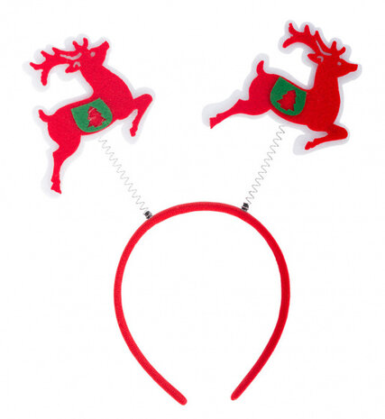 diadeem rendier dames vilt rood one-size